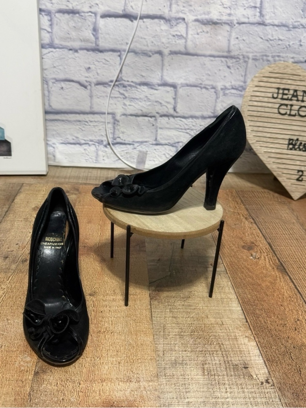 vintage Moschino Cheap and Chic black peep-toe pumps